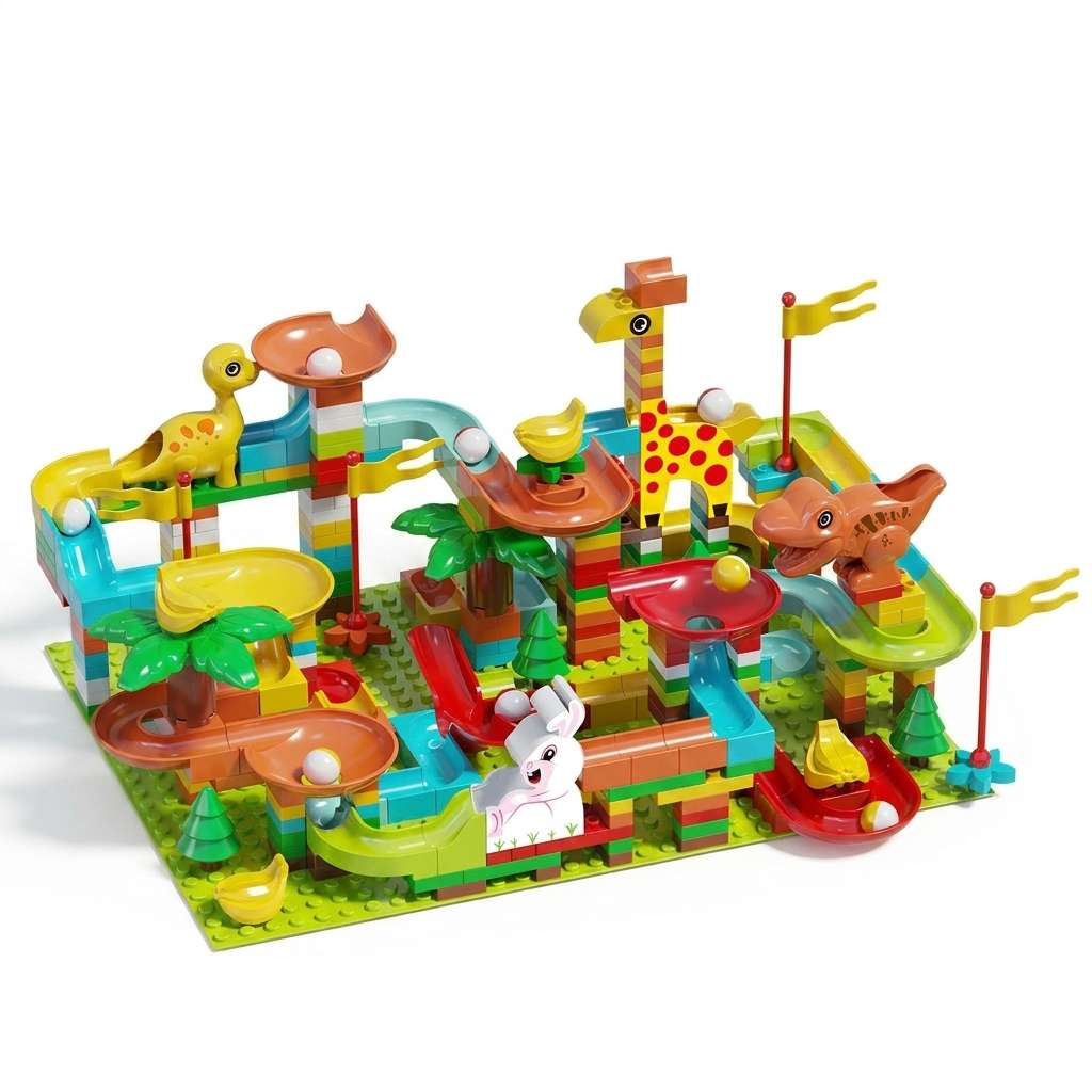 Compatible Large Blocks Marble Run Slide Track Set 460 Pieces