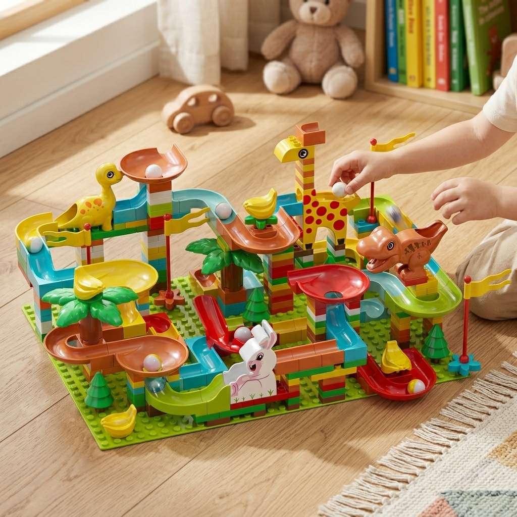 Compatible Large Blocks Marble Run Slide Track Set 460 Pieces3