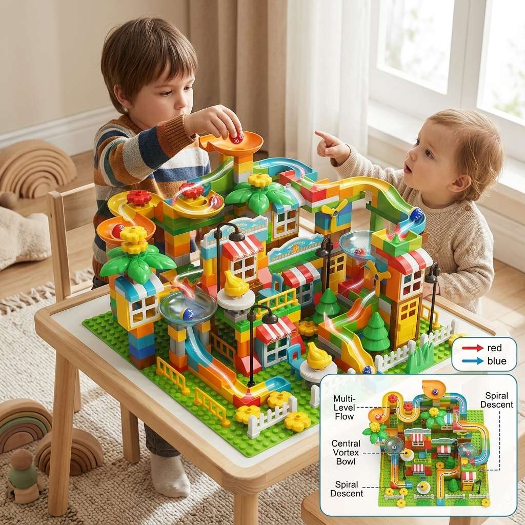 Town Adventure Marble Run Large Blocks Set with Base Plate1