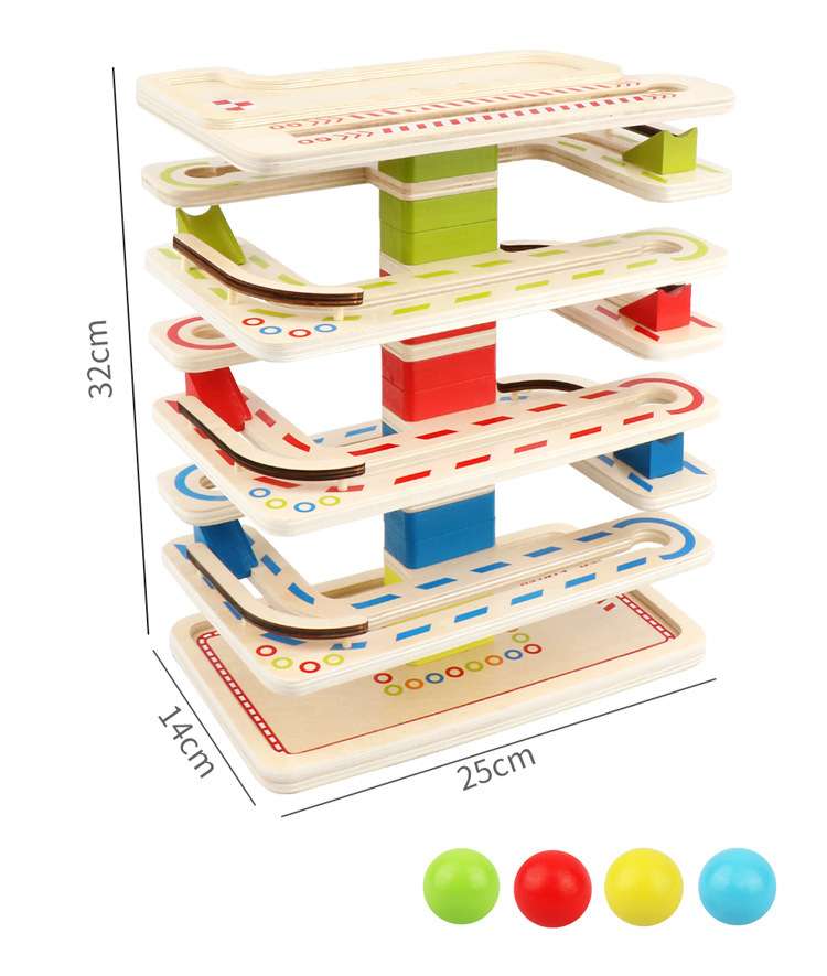 Wooden Marble Run Focus Training Toy, attention-building play for ages 4–6